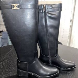 Tommy Hilfiger Iviann Boots Womens Size 9 Knee High Stacked Heel Black